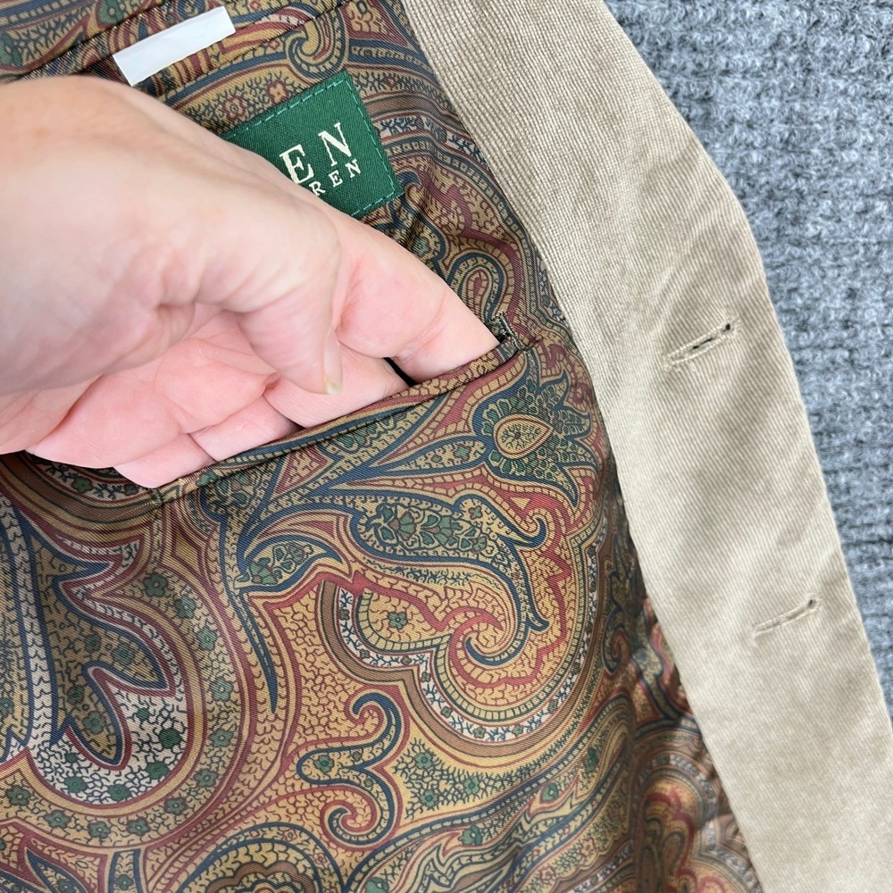 Vintage Lauren Ralph‎ Lauren Corduroy Blazer Men 50R Paisley Lined Tailored Y2K - Picture 10 of 16